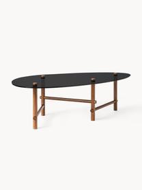 Mesa de centro Pond, Tablero: vidrio templado, Estructura: madera de roble maciza, Madera de nogal oscura, An 114 x F 62 cm