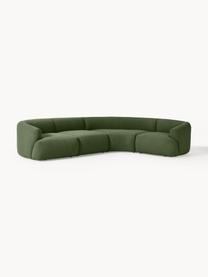 Modulares Bouclé-Ecksofa Sofia (4-Sitzer), Bezug: Bouclé (100 % Polyester) , Gestell: Fichtenholz, Spanplatte, , Bouclé Dunkelgrün, B 312 x T 235 cm