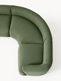 Canapé d'angle modulable 4 places en tissu bouclé Sofia, Bouclé vert foncé, larg. 318 x prof. 235 cm