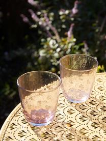 Vasos de vidrio soplado artesanalmente Hammered, 4 uds., Vidrio soplado artesanalmente, Lila transparente, Ø 9 x Al 10 cm, 250 ml