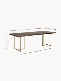 Eettafel Class met visgraatpatroon, verschillende formaten, Tafelblad: MDF met acaciahoutfineer, Poten: gepoedercoat metaal, Hout, B 180 x D 90 cm