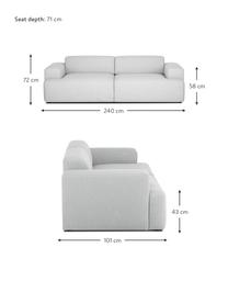 Sofa Melva (3-osobowa), Tapicerka: poliester Dzięki tkaninie, Nogi: lite drewno bukowe, lakie, Jasny szary, S 240 x G 101 cm