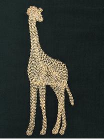 Geborduurd fluwelen kussen Giraffe in groen/goudkleur, met vulling, 100% fluweel (polyester), Groen, goudkleurig, 45 x 45 cm