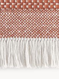 Koberec so strapcami Ryder, tkaný naplocho, 100% polyester s certifikátom GRS, Terakotová, biela, Š 120 x D 180 cm (veľkosť S)