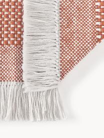Koberec so strapcami Ryder, tkaný naplocho, 100% polyester s certifikátom GRS, Terakotová, biela, Š 120 x D 180 cm (veľkosť S)