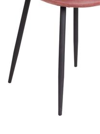 Krzesło tapicerowane z aksamitu Stockholm, Tapicerka: aksamit Dzięki tkaninie w, Nogi: metal lakierowany, Bladoróżowy aksamit, czarny, S 50 x G 47 cm