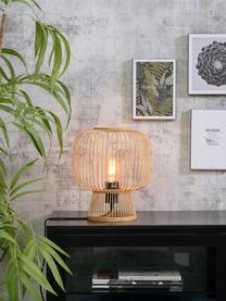 Stolní lampa z bambusu v boho stylu Cango, Béžová, černá