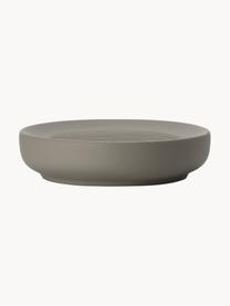 Porte-savon en porcelaine Ume, Céramique recouverte d'une surface Soft-Touch (plastique), Taupe, Ø 12 x haut. 3 cm