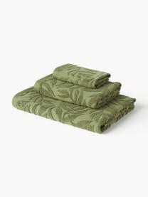 Komplet ręczników Leaf, różne rozmiary, Ciemny zielony, 4 elem. (ręcznik do rąk & ręcznik kąpielowy)