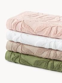 Set de toallas de algodón Leaf, tamaños diferentes, Verde oscuro, Set de 4 (toallas lavabo y toallas de ducha)