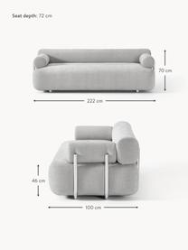 Sofa Stella (3-Sitzer), Bezug: 85 % Polyester, 15 % Baum, Gestell: Massives Fichtenholz, PEF, Webstoff Grau, B 222 x T 100 cm
