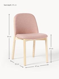 Polsterstuhl Julie aus Eschenholz, Gestell: Eschenholz, FSC-zertifizi, Webstoff Altrosa, Helles Eschenholz, B 47 x H 81 cm