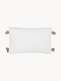 Baumwoll-Kissenhülle Viale mit Quasten, 100% Baumwolle, Weiß, Beige, B 40 x L 60 cm