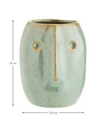 Portavaso in gres Face, Gres, Verde chiaro, beige, Ø 8 x Alt. 10 cm