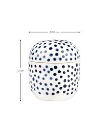 Dóza z kameniny Dots, Kamenina s glazurou, Bílá, modrá, Ø 10 cm, V 12 cm