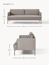 Divano 3 posti in velluto Fluente, Rivestimento: velluto (copertura in pol, Struttura: legno di pino massiccio, Piedini: metallo verniciato a polv, Velluto greige, Larg. 196 x Prof. 85 cm