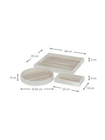 Deko-Tablett-Set Tönning, 3-tlg., Mitteldichte Holzfaserplatte, Holz, Weiß, Braun, Set mit verschiedenen Größen