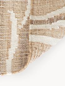 Kortpolig vloerkleed Ari met franjes en zebrapatroon, 55% jute, 25% katoen, 20% Indiase wol, Beige, crèmewit, B 120 x L 180 cm (maat S)