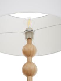 Lampa podłogowa z drewnianą podstawą Shona, Jasne drewno jesionowe, biały, W 149 cm
