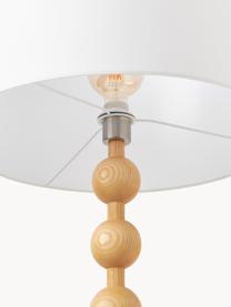 Stehlampe Shona mit Holzfuss, Lampenschirm: Textil, Helles Eschenholz, Weiss, H 149 cm