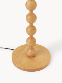 Vloerlamp Shona met houten voet, Lampenkap: textiel, Lampvoet: massief essenhout, FSC®-g, Licht essenhout, wit, H 149cm