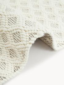 Alfombra de lana artesanal Inar, 67% lana (certificado RWS), 33% algodón 

Las alfombras de lana se pueden aflojar durante las primeras semanas de uso, la pelusa se reduce con el uso diario., Blanco Off White, negro, An 80 x L 150 cm (Tamaño XS)