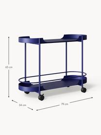 Carrello di servizio in metallo Taru, Struttura: metallo verniciato a polv, Ruote: plastica, Blu elettrico opaco, nero, Larg. 79 x Alt. 65 cm