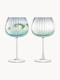 Ručně vyrobené sklenice na víno s barevným přechodem Dusk, 2 ks, Sklo, Zelená, šedá, Ø 10 cm, V 20 cm, 650 ml