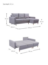 Sofa narożna z funkcją spania i miejscem do przechowywani Vinci (4-osobowa), Tapicerka: 100% poliester, Szary, S 231 x G 146 cm