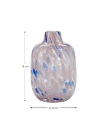 Skleněná váza s puntíkovaným vzhledem Dots, Sklo, Fialová, bílá, transparentní, Ø 12 cm, V 18 cm