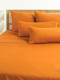 Drap plat en lin délavé Airy, Orange, larg. 240 x long. 280 cm