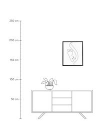 Ingelijste digitale print Abstract Face II, Lijst: gelakt beukenhout, Zwart, wit, B 53 x H 63 cm