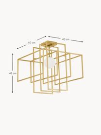 Lampada da soffito di design con paralume in vetro Rubic, Struttura: metallo verniciato a polv, Paralume: vetro, Baldacchino: metallo verniciato a polv, Dorato, Larg. 40 x Alt. 43 cm