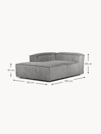 Diván modular de pana Lennon, Tapizado: pana (92% poliéster, 8% p, Estructura: madera de pino y abeto ma, Patas: plástico. Este producto e, Pana gris, An 119 x F 180 cm, chaise longue izquierda