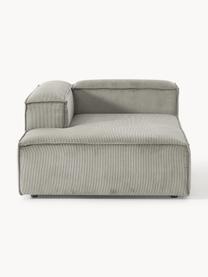 Chaise longue hoekmodule Lennon van corduroy, Bekleding: corduroy (92% polyester, , Frame: massief grenenhout, multi, Poten: kunststof Dit product is , Corduroy grijs, B 119 x D 180 cm, hoekdeel links