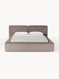 Gestoffeerd bed Lennon van corduroy, Bekleding: corduroy (98% polyester, , Frame: massief grenenhout, multi, Poten: hout, kunststof Dit produ, Corduroy taupe, B 208 x L 243 cm (ligvlak 140 x 200 cm)