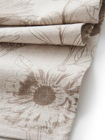 Runner in cotone marrone/beige con stampa floreale Freya, 86% cotone, 14% lino, Beige, marrone, Larg. 40 x Lung. 140 cm