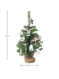 Sada umělého vánočního stromku s ozdobami Imperial, 11 dílů, Umělá hmota, Zelená, stříbrná, červená, bílá, Ø 35 cm, V 60 cm