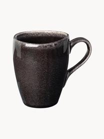 Tasses à thé artisanales Nordic Coal, 6 pièces, Grès cérame, Noir, chiné, Ø 8 x haut. 10 cm, 250 ml
