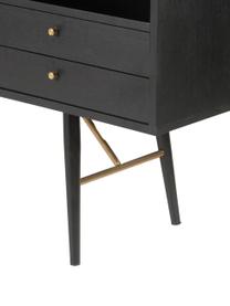 Credenza nera con ante Verona, Gambe: metallo verniciato a polv, Nero, ottone, Larg. 160 x Alt. 45 cm