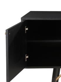 Credenza nera con ante Verona, Gambe: metallo verniciato a polv, Nero, ottone, Larg. 160 x Alt. 45 cm