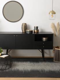 Credenza nera con ante Verona, Gambe: metallo verniciato a polv, Nero, ottone, Larg. 160 x Alt. 45 cm