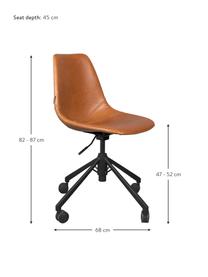 Kunstleder-Bürodrehstuhl Franky, höhenverstellbar, Bezug: Kunstleder (Polyurethan), Beine: Metall, pulverbeschichtet, Rollen: Kunststoff, Braun, B 68 x T 68 cm