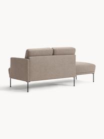 Chaise longue Fluente, Bekleding: 100% polyester Met 115.00, Frame: massief grenenhout, Poten: gepoedercoat metaal Dit p, Geweven stof nougat, B 202 x D 85 cm, rugleuning links