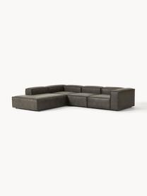 Modulares XL-Ecksofa Lennon aus recyceltem Leder, Bezug: Recyceltes Leder (70 % Le, Gestell: Massives Holz, Sperrholz, Füße: Kunststoff Dieses Produkt, Leder Taupe, B 329 x T 269 cm, Eckteil links