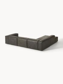 Modulaire XL hoekbank Lennon van gerecycled leer, Bekleding: gerecycled leer (70% leer, Frame: massief hout, multiplex, Poten: kunststof Dit product is , Leer taupe, B 329 x D 269 cm, hoekdeel links