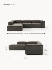 Modulares XL-Ecksofa Lennon aus recyceltem Leder, Bezug: Recyceltes Leder (70 % Le, Gestell: Massives Holz, Sperrholz, Füße: Kunststoff Dieses Produkt, Leder Taupe, B 329 x T 269 cm, Eckteil links