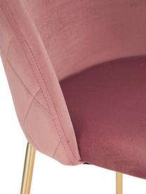 Stołek barowy z aksamitu Lausanne, 2 szt., Nogi: stal, Różowy, odcienie mosiądzu, S 60 x G 55 cm