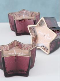 Decoratieve kaarsenset Delisa in glazen potjes, set van 3, Donkerroze, B 10 x H 6 cm