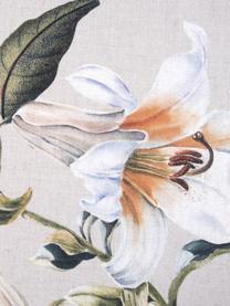 Baumwollsatin-Bettwäsche Flori in Beige mit Blumen-Print, Webart: Satin Fadendichte 210 TC,, Vorderseite: Beige, Cremeweiß Rückseite: Beige, 200 x 200 cm + 2 Kissen 80 x 80 cm